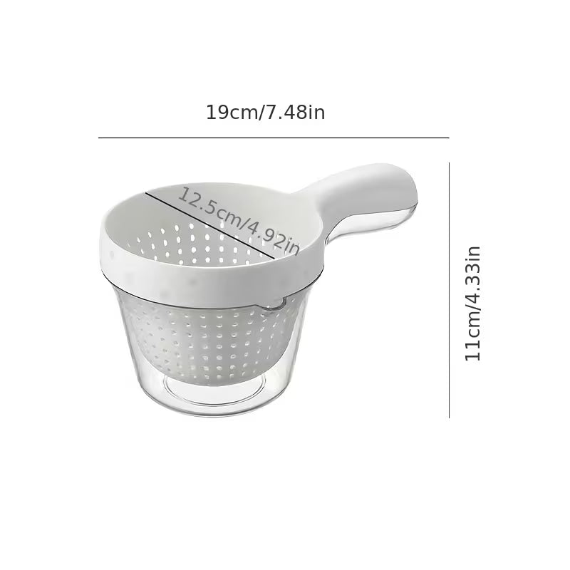 Handle Draining Basket, New Double-Layer Fruit Washing Tool (ASSORTED COLOR)